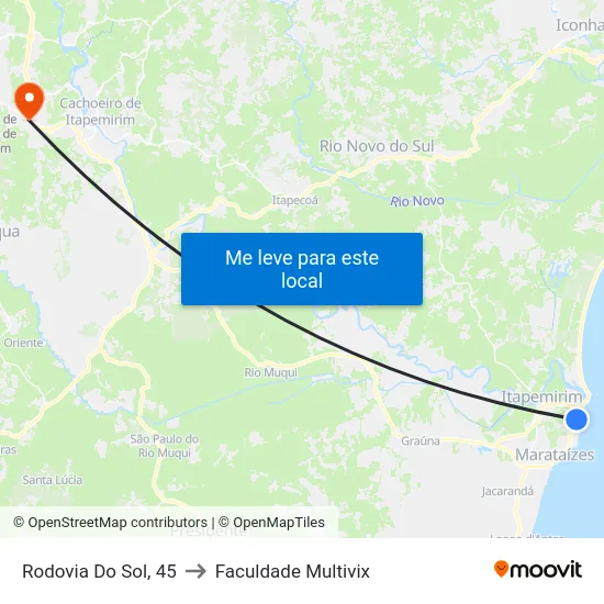 Rodovia Do Sol, 45 to Faculdade Multivix map