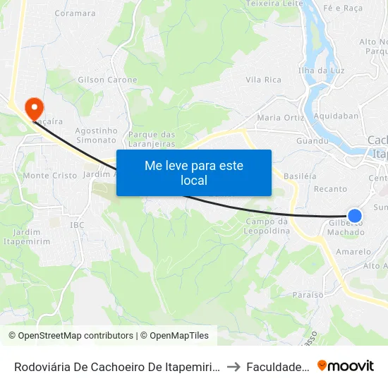 Rodoviária De Cachoeiro De Itapemirim (Linhas Municipais) to Faculdade Multivix map