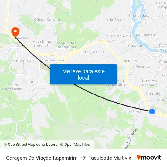 Garagem Da Viação Itapemirim to Faculdade Multivix map