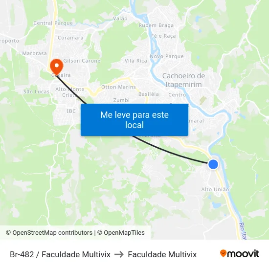 Br-482 / Faculdade Multivix to Faculdade Multivix map