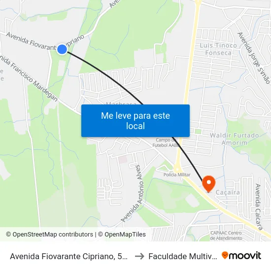 Avenida Fiovarante Cipriano, 581 to Faculdade Multivix map