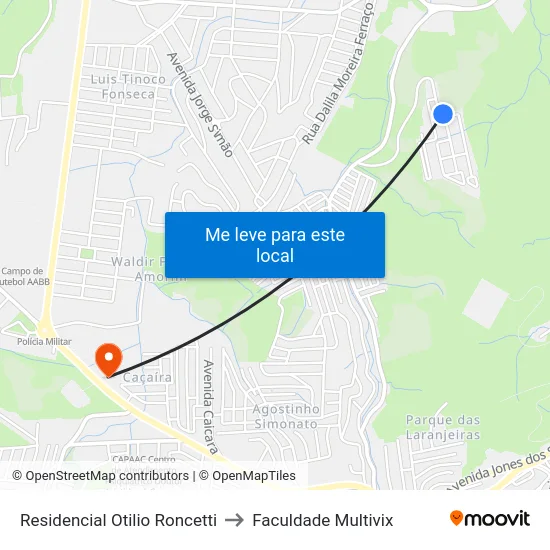 Residencial Otilio Roncetti to Faculdade Multivix map