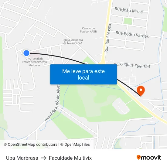 Upa Marbrasa to Faculdade Multivix map