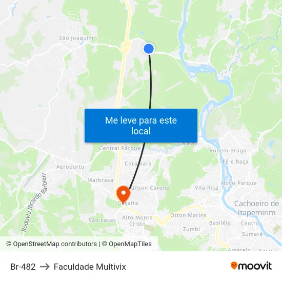 Br-482 to Faculdade Multivix map