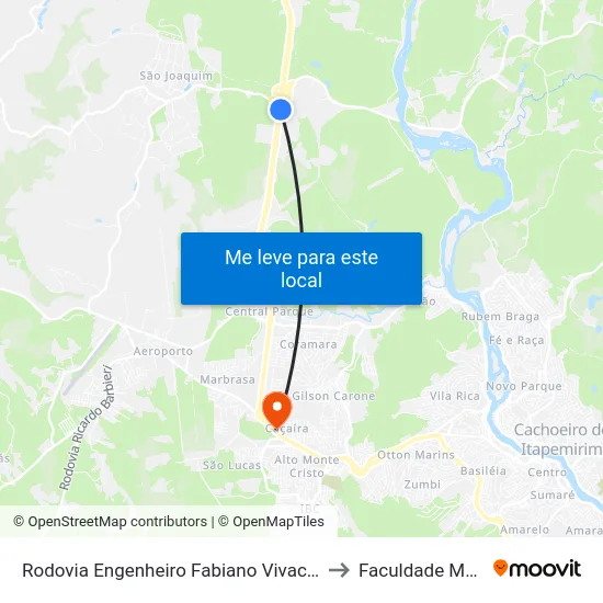 Rodovia Engenheiro Fabiano Vivacqua, 1759 to Faculdade Multivix map