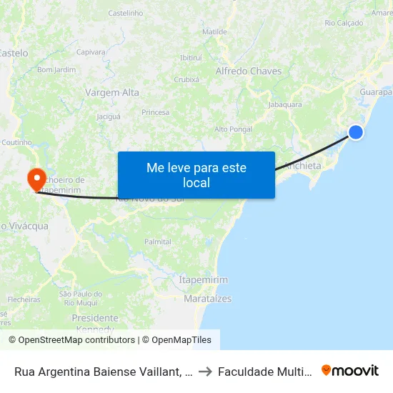 Rua Argentina Baiense Vaillant, 84 to Faculdade Multivix map