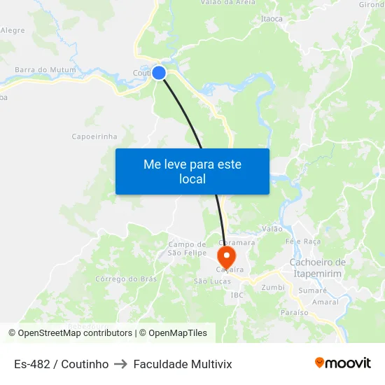 Es-482 / Coutinho to Faculdade Multivix map