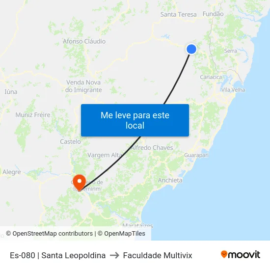 Es-080 | Santa Leopoldina to Faculdade Multivix map