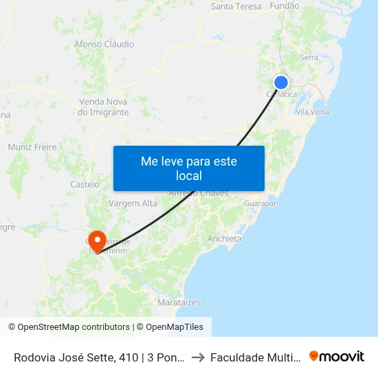 Rodovia José Sette, 410 | 3 Pontes to Faculdade Multivix map