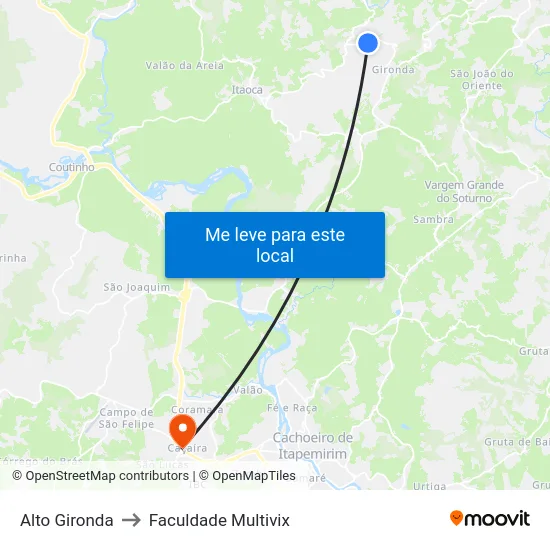 Alto Gironda to Faculdade Multivix map