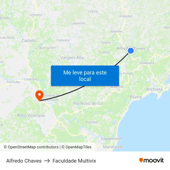 Alfredo Chaves to Faculdade Multivix map