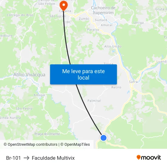 Br-101 to Faculdade Multivix map