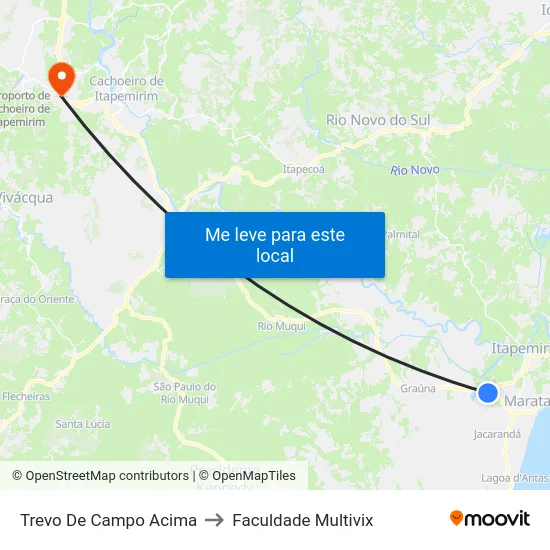 Trevo De Campo Acima to Faculdade Multivix map