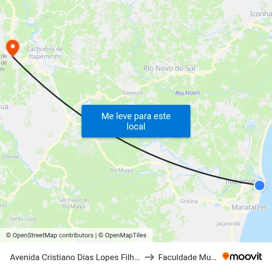 Avenida Cristiano Dias Lopes Filho, 2053 to Faculdade Multivix map