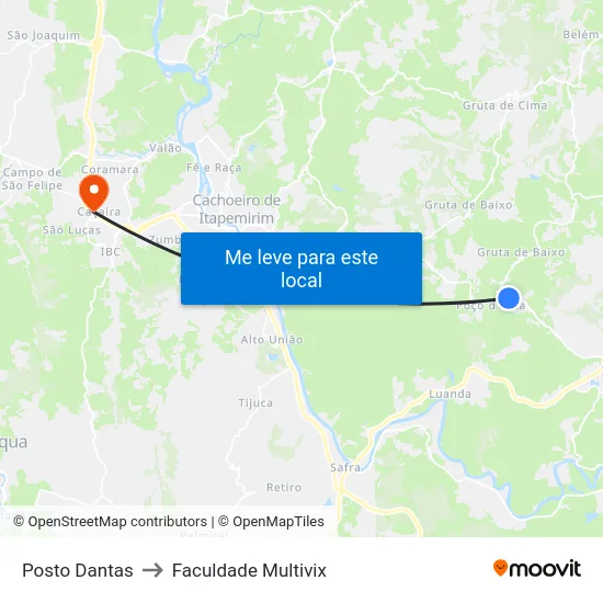 Posto Dantas to Faculdade Multivix map