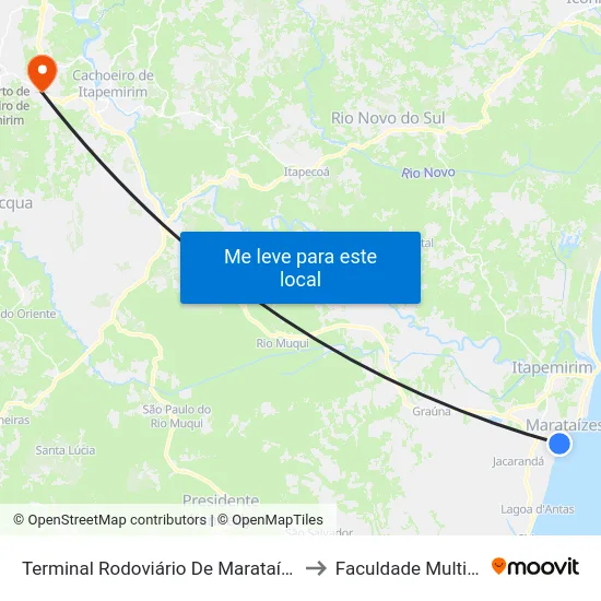 Terminal Rodoviário De Marataízes to Faculdade Multivix map