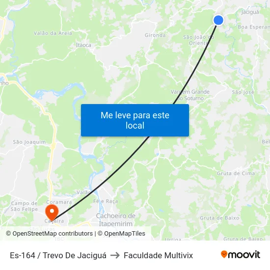 Es-164 / Trevo De Jaciguá to Faculdade Multivix map
