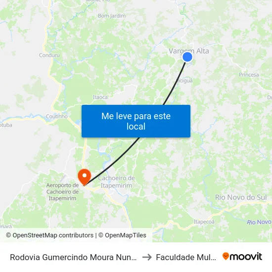 Rodovia Gumercindo Moura Nunes, 12 to Faculdade Multivix map