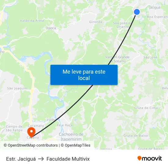 Estr. Jaciguá to Faculdade Multivix map