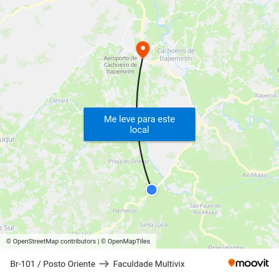 Br-101 / Posto Oriente to Faculdade Multivix map