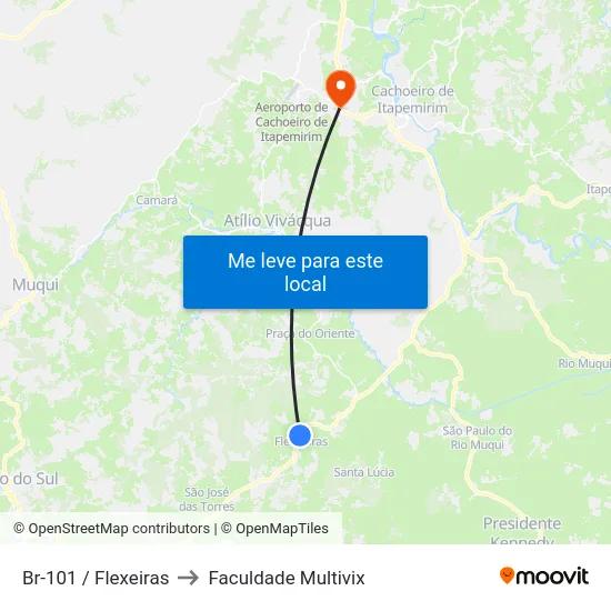 Br-101 / Flexeiras to Faculdade Multivix map