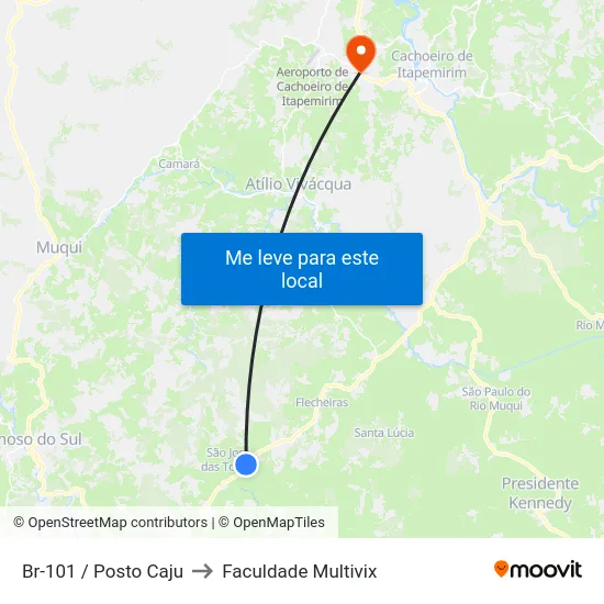 Br-101 / Posto Caju to Faculdade Multivix map