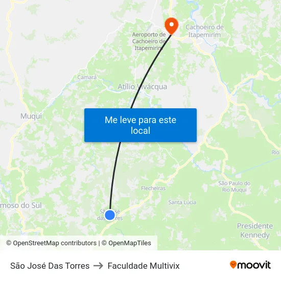 São José Das Torres to Faculdade Multivix map