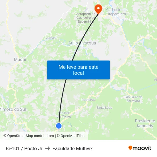 Br-101 / Posto Jr to Faculdade Multivix map