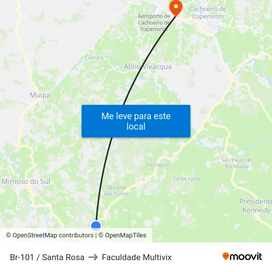 Br-101 / Santa Rosa to Faculdade Multivix map
