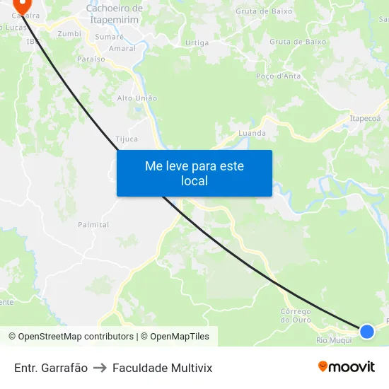 Entr. Garrafão to Faculdade Multivix map