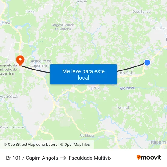 Br-101 / Capim Angola to Faculdade Multivix map