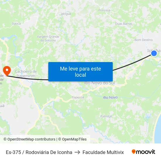 Es-375 / Rodoviária De Iconha to Faculdade Multivix map