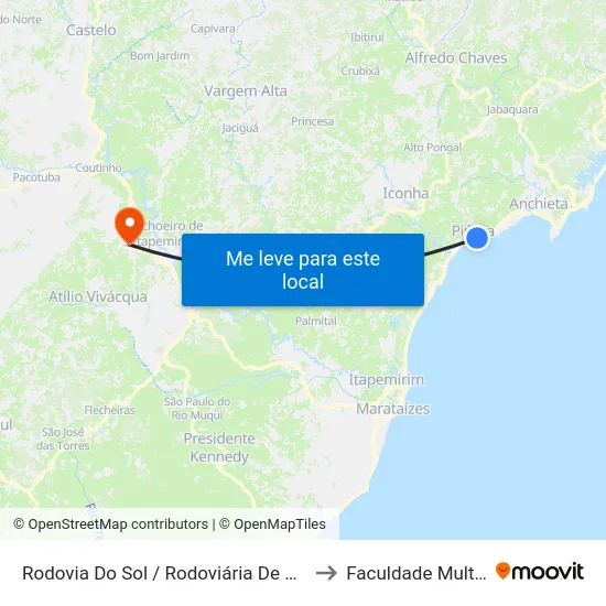 Rodovia Do Sol / Rodoviária De Piúma to Faculdade Multivix map