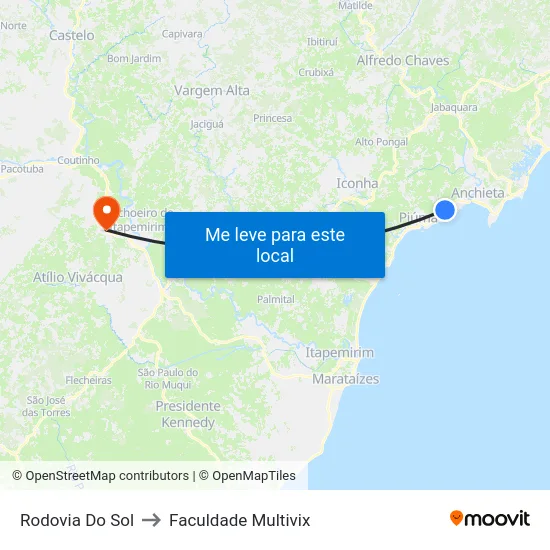 Rodovia Do Sol to Faculdade Multivix map