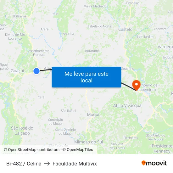 Br-482 / Celina to Faculdade Multivix map