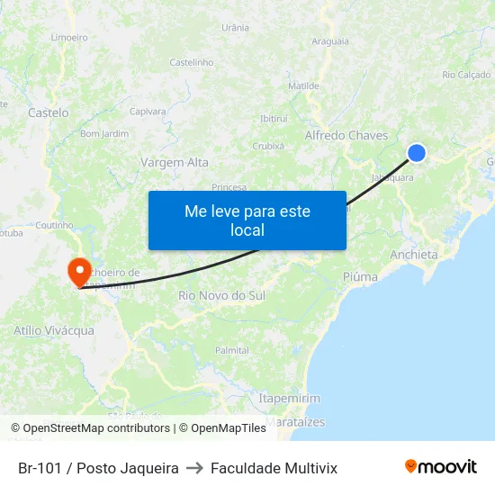 Br-101 / Posto Jaqueira to Faculdade Multivix map