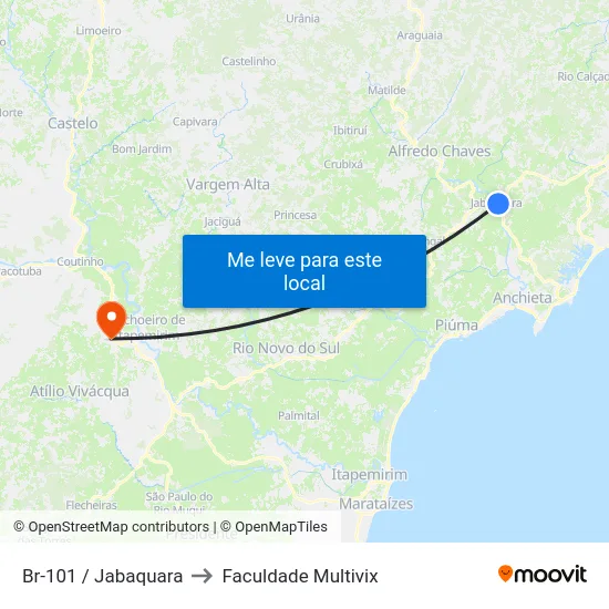 Br-101 / Jabaquara to Faculdade Multivix map