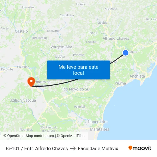 Br-101 / Entr. Alfredo Chaves to Faculdade Multivix map