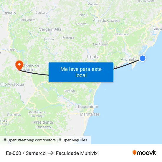 Es-060 / Samarco to Faculdade Multivix map