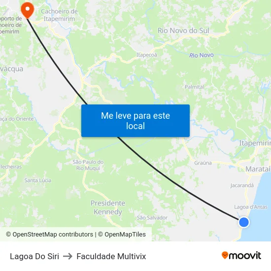 Lagoa Do Siri to Faculdade Multivix map
