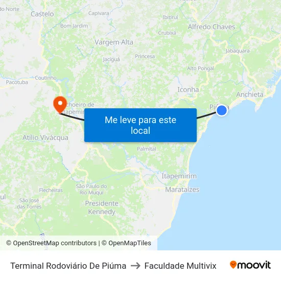 Terminal Rodoviário De Piúma to Faculdade Multivix map