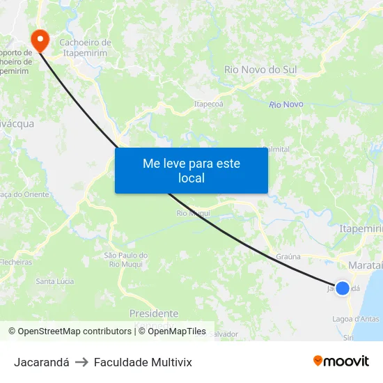 Jacarandá to Faculdade Multivix map