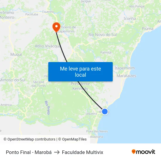 Ponto Final - Marobá to Faculdade Multivix map