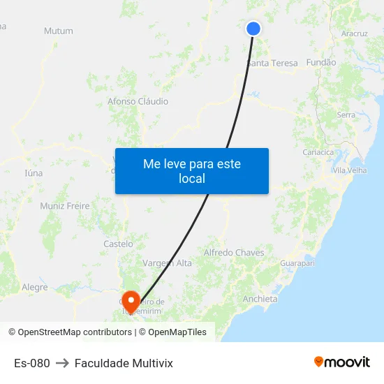 Es-080 to Faculdade Multivix map
