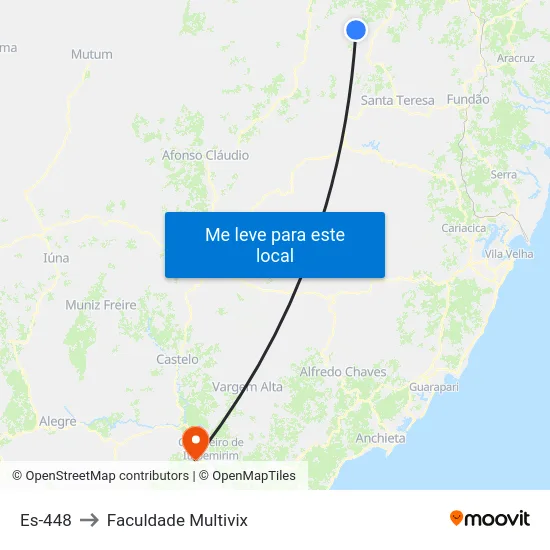 Es-448 to Faculdade Multivix map