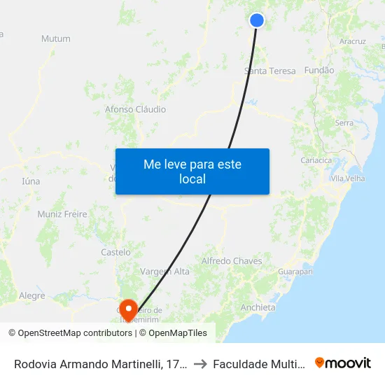Rodovia Armando Martinelli, 1760 to Faculdade Multivix map