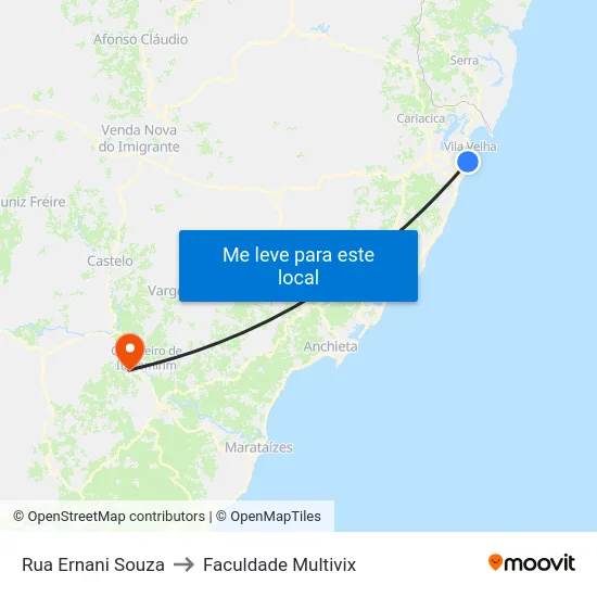 Rua Ernani Souza to Faculdade Multivix map