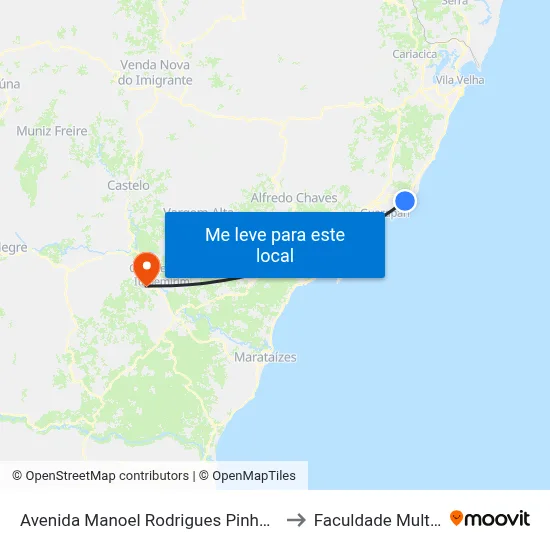 Avenida Manoel Rodrigues Pinheiro, 7 to Faculdade Multivix map