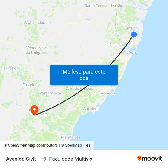 Avenida Civit I to Faculdade Multivix map