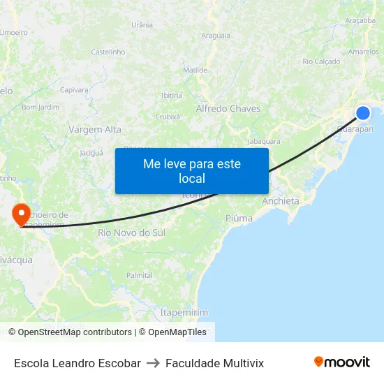 Escola Leandro Escobar to Faculdade Multivix map